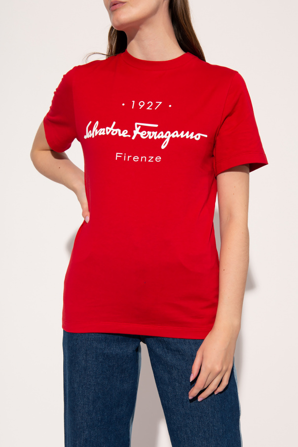 Tシャツ・カットソー SALVATORE FERRAGAMO BURGUNDY NYLON BLEND TOP Salvatore Ferragamo Logo T | Women's Clothing | SALVATORE